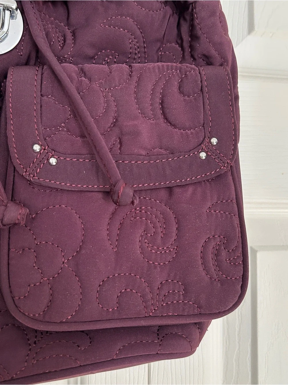 Vera Bradley Quilted Wine color Drawstring Backpack